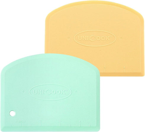 Unicook Dough Scraper, Flexible Bowl Scraper, Nonslip Bench Cutter with Measurement, Pastry Chopper, Multipurpose Kitchen Tool for Dough, Pastry, ...