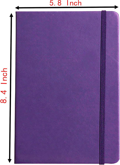 YIKANGHENG Hardcover Journal Notebook, 1 Pcs A5 PU Leather Cover With Bandage 80 Sheets (160 Pages) 8 mm Ruled Diary Notebooks (Purple)...