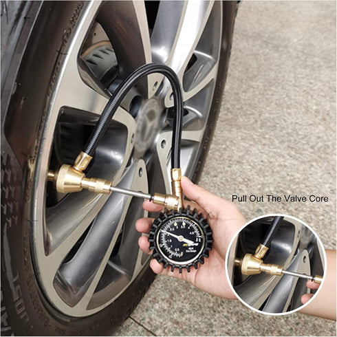 2 in 1 Professional Rapid Air Down Tire Deflator Pressure Gauge 75Psi?Rapid Air Down Offroad Kit with Special Chuck for 4X4 Large Offroad Tires on...