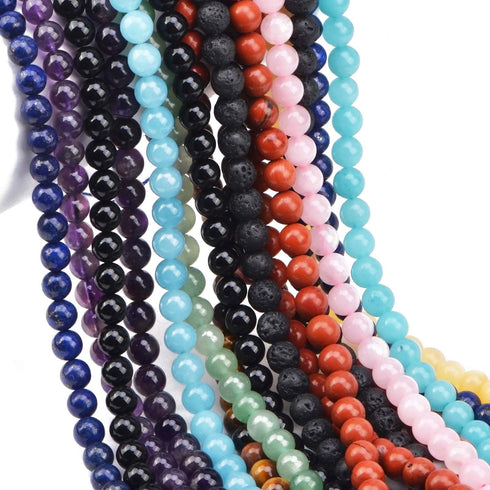 Natural Stone Beads 200pcs Mixed 8mm Round Genuine Real Beading Loose Gemstone Hole Size 1mm DIY Charm Smooth Beads for Bracelet Necklace Earrings...