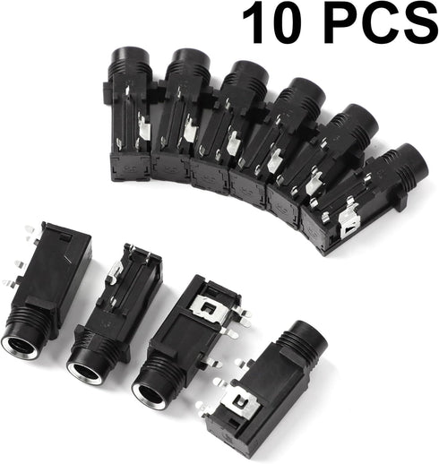 uxcell 10 Pcs 6.35mm 1/4 Inch Stereo Socket 4 Pins PCB Panel Mount Connectors Headphone Mono Thread Lock Audio Jack Connector for DIY Replacement ...