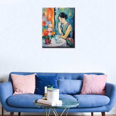 Fashion Elegant Women DIY Number Painting Tropical House Plant Oil Paint by Numbers for Adults Beginners without Frame Graffitic Oil Painting on C...