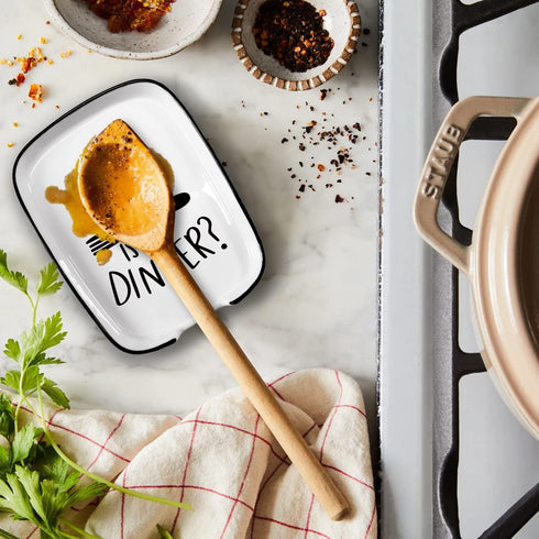 Ceramic Fork Spoon Rest What The Fork Is for Dinner, Functional Kitchenware Spoon Rest for Dinner Party, Dining Table, Kitchen Countertop or Stove...