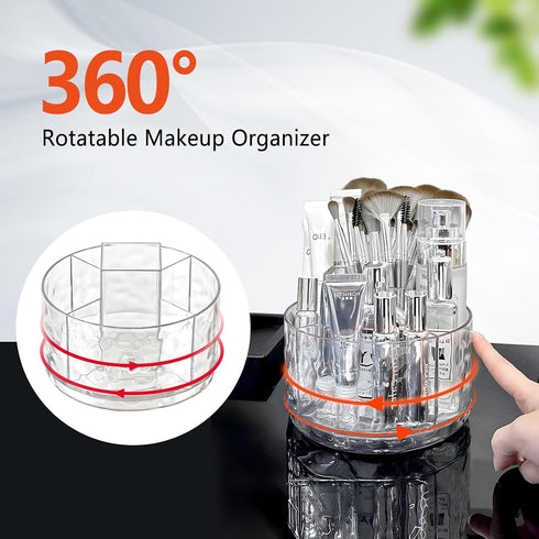 Hayder Makeup Organizer, 360° Rotating Makeup Brush Holder with 5 Slot for Vanity Countertop, Bathroom Organizers and Storage for Cosmetics Nail P...