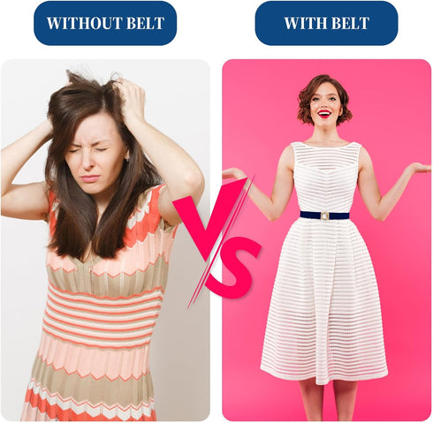 Women Elastic Belt, Invisible Stretch Ladies Belts with Gold Flat Buckle Skinny Waist Belt For Jeans Pants Dresses...