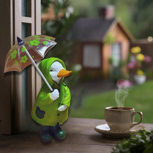 Duck Statue for Holding Umbrella Home Decor Resin Sculptured Hand Painted Figurine Creative Craft Cute Decoration Gift for Kids Womens Decorative ...