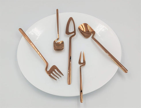 Modern Flatware - Luxury Stainless Steel Utensil Elegant Dinnerware Cutlery Set, Dishwasher Safe Forks Knives Spoons, Tableware (Rose Gold, 5pcs, ...