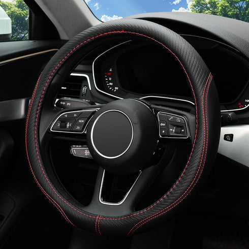 LABBYWAY Microfiber Leather Auto Car Steering Wheel Cover, Universal Fit 15 Inch Anti-Slip Wheel Protector, Black...