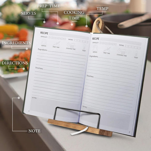 Perfect Blank Recipe Book with Waterproof Cover - 8.5''x6'', Holds 100 Recipes - The Recipe Notebook To Write In Your Own Recipes - Customizable C...