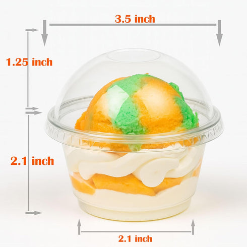 Golden Apple, 7oz-50sets Clear Plastic Dessert Cups, Parfait Cups with Dome lids No Hole...