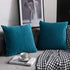 DEZENE Turquoise Throw Pillow Cases 22x22: 2 Pack Inch Original Striped Velvet Square Decorative Pillow Covers for Farmhouse Couch...
