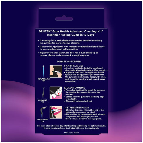DenTek Gum Health Advanced Cleaning Kit, Oral Care Hygiene Kit, Gum Cleansing Gel, Gum Massager, and Plaque Scraper Dental Tools...