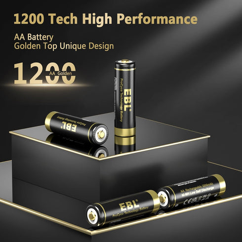 EBL Gold Pro Rechargeable AA Batteries 1.2V 2800mAh NIMH Battery Upgraded High Capacity AA Battery Precharged Double A Battery - 8 Packs...