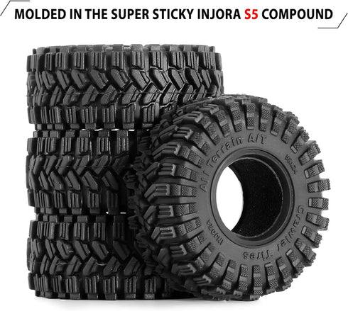 INJORA 1.0 Tires-58 * 24mm All Terrain Super King Trekker Soft Sticky Tires for TRX4M 1/18 1/24 RC Crawler SCX24 AX24,T1017...