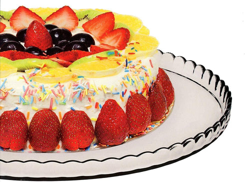 Pasabahce Premium Clear Glass Servicing Tray, Uniqe Desing Cake Stands, Server Plate, Great for Cup Cakes, Cookies, Snacks, and Fruits, Perfect fo...