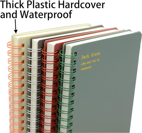 Yansanido Spiral Notebook, 8 Pcs 4 Color A6 Size Thick Plastic Hardcover 7mm College Ruled Paper 80 Sheets (160 Pages) Journal for School and Offi...