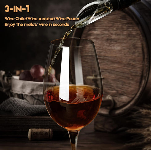 YouYah Wine Chiller Stick 3-in-1 Stainless Steel Wine Bottle Cooler Stick,Rapid Iceless Wine Chilling Rod with Aerator and Pourer,Wine Gift...