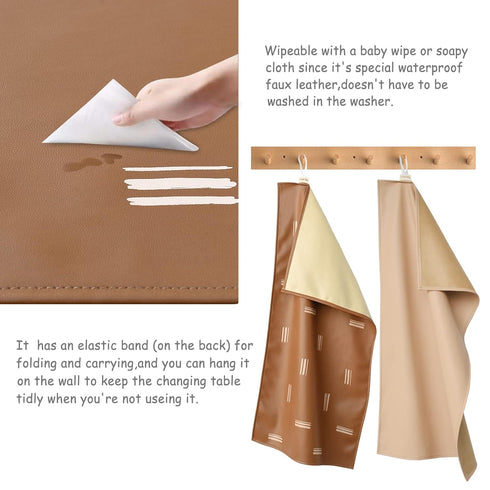 Owlowla Baby Diaper Changing Pad Portable Changing Mat Travel Changing Pad Liner for Baby and Small Toddler(Beige&Brush Strokes)...
