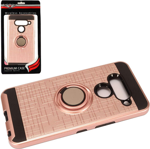 Z-GEN - Compatible with LG V50 ThinQ - Hybrid Phone Case w/Ring Stand - RS2 Rosegold...