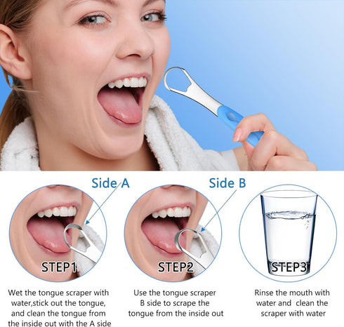 4 Pcs Tongue Scraper Cleaner Adults and Kids Stainless Steel Tongue Brush Metal Tongue Scraper Reduce Bad Breath with Travel Cases for Men Women O...