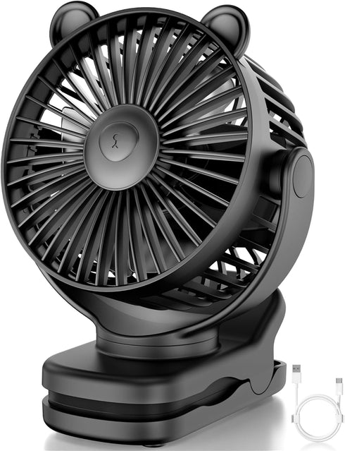 Clip on Fan, Rechargeable Portable Fan with 2000mAh Battery Operated, Small Fan with Powerful Clip Design, 3 Wind Speed, 360° Rotation, Ultra-Low ...