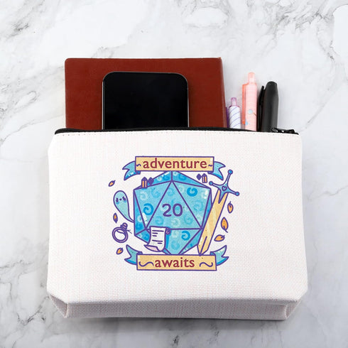 Role Playing Games Gift Adventure Awaits Makeup Bag Dragon Master Gift Dragons Game Dice bag RPG Gamer Gifts...