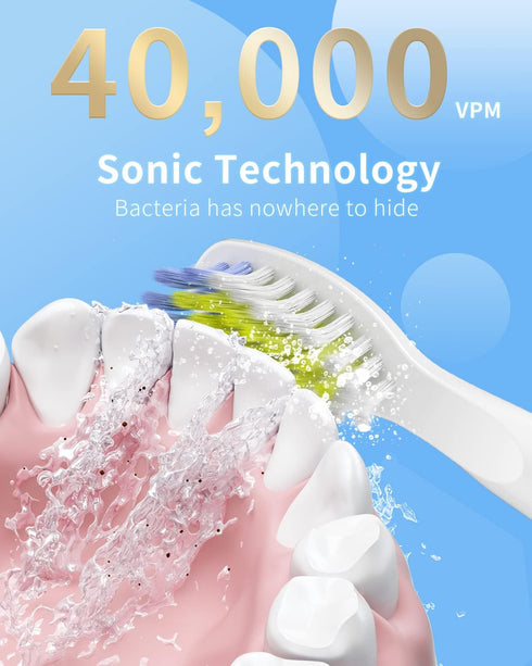 SEAGO Electric Toothbrush for Adults, Ultrasonic Toothbrushes with 8 Brush Heads, Rechargeable Electronic Toothbrush, White, SG-507...