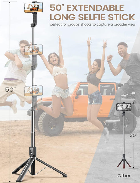 Selfie Stick Phone Tripod with Remote, Portable 5 in 1 Selfie Stick Phone Tripod, Wireless Selfie Stick Tripod for Cell Phone Compatible with iPho...