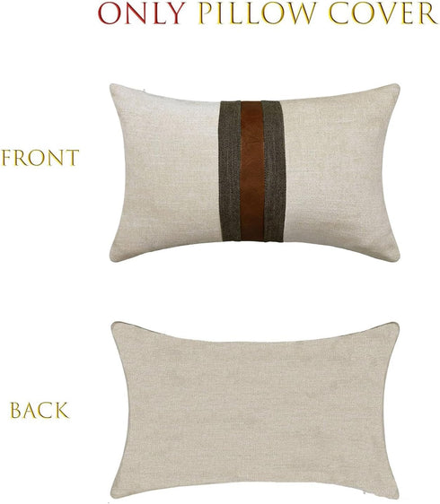 BOYSUM Farmhouse Decorative Outdoor Throw Pillow Covers for Couch Sofa Bed Brown Faux Leather Accent Pillow Cover Modern Decor Pillow Case 18 x 18...