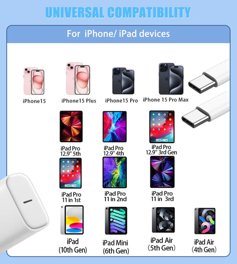 iPhone 15 Pro Charger Fast Charging, 20W USB C Fast Charger Block with 10ft Long USB C Charging Cable Cord for iPhone 15/15 Pro/15 Pro Max/15 Plus...