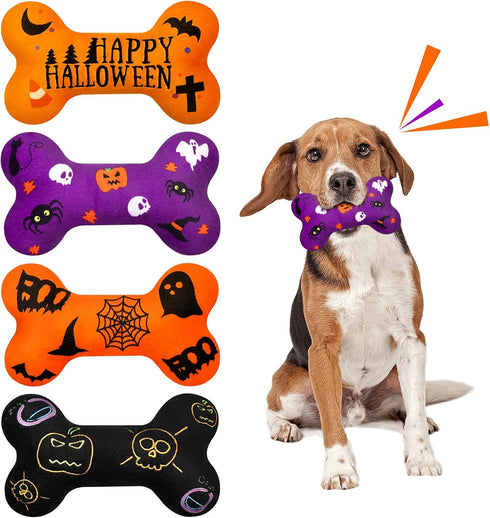 Halloween Dog Toys Plush 4Pack Dog Squeaky Toys Interactive Fetching Dog Toys Stuffed Toy Suitable for Medium and Large Dogs...