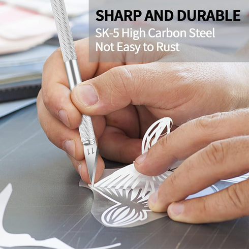 DIYSELF 20PCS Craft Knife Blades, SK5 Carbon Steel #11 Exacto Knife Blades Refill Hobby Art Blades Exacto Blades Cutting Tool with Storage Case fo...