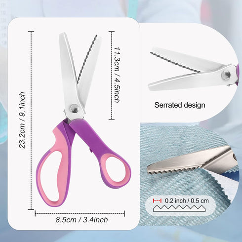 Pinking Shears for Fabric Cutting, Zig Zag Scissors, Scrapbook Scissors Decorative Edge for Adults, Great for Many Kinds of Sewing Fabrics Leather...