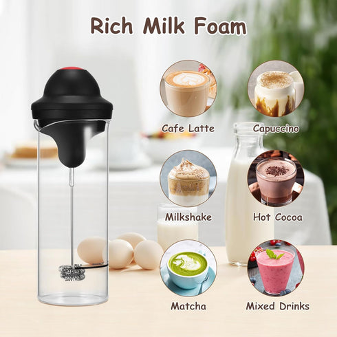 SHANGSKY Milk Frother Handheld with Stand, Milk Frother Battery Operated Coffee Frother for Cappuccino Latte Hot Chocolate, Portable Drink Mixer E...