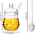 Lawei Glass Honey Jar with Dipper and Lid, 10 OZ Heat-Resistant Bee Hives Honey Pot, Clear Glass Honey Container for Store Honey and Syrup, Home a...