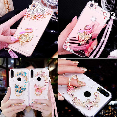4 Pack Phone Ring Stand, Diamond Bling Butterfly Cell Phone Kickstand Grip, 360 Rotation Universal Multi Angle Metal Phone Ring Holder (2 Butterfl...
