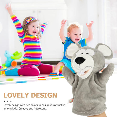 LUOZZY Interesting Hand Puppet Interactive Plush Animal Puppet for Kids Rat Puppet Toy for Storytelling Reading Prop (Gray)...
