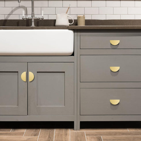 QOGRISUN 2-Pack Solid Brass Cabinet Pulls, Gold Half Moon Drawer Dresser Handles, 3-Inch Hole Center, 3-7/8-Inch Overall Length, Kitchen Cupboard ...