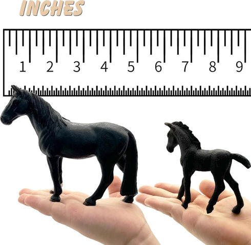 Gemini&Genius Horses Toy for Kids, Farm Horse Animal Playset, Stallion with Horse Cub Family Action Figures Party Favors Supplies, Party Cupcake T...