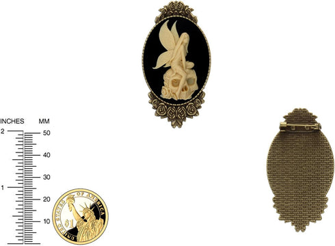 Cameo Style Brooch Pin Rose Decor Antique Brass Fashion Jewelry Pouch for Gift...