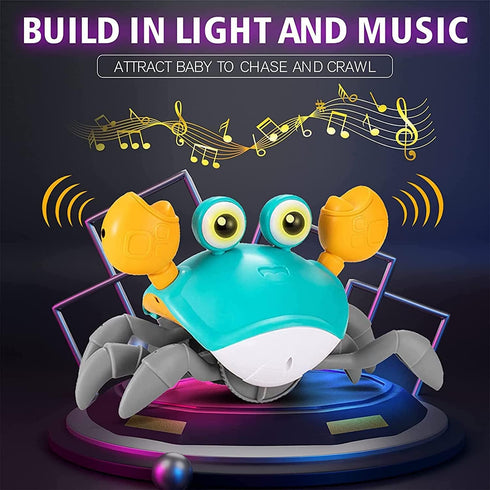 Crawling Crab Dog Cat Toys, Escaping Crab Dogs Cats Toy with Obstacle Avoidance Sensor Interactive Pet Toys with Music Sounds & Lights for Dogs Ca...