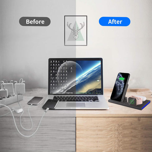 Wireless Charger Stand,4 in 1 Wireless Charging Station for Multiple Devices,Fast Charging for iWatch Series 7/6/SE/5/4/3/2,iPhone 14/13/Pro/Pro M...