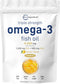 Triple Strength Omega 3 Fish Oil Supplements 4200mg Per Serving, 240 Softgels – Lemon Flavored – Burpless | EPA 1200mg + DHA 900mg | Deep Sea Fish...