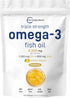 Triple Strength Omega 3 Fish Oil Supplements 4200mg Per Serving, 240 Softgels – Lemon Flavored – Burpless | EPA 1200mg + DHA 900mg | Deep Sea Fish...