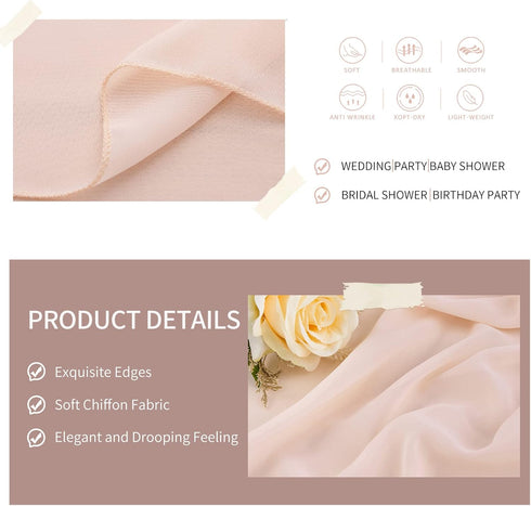 Light Peach Chiffon Table Runner 27x120 Inches Long Table Runners for Baby Shower Outdoor Wedding Festival Decorations...