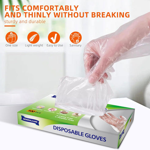 100 Pcs Disposable Plastic Gloves Food Handling Service Gloves Disposable for Cooking Kitchen Cleaning Food Prep Safe Restaurant Dye Universal Siz...