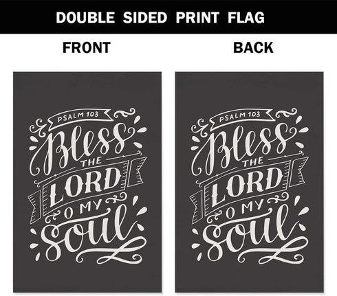 HOSNYE Bless the Lord Burlap Garden Flag Double Sided O My Soul Psalm Biblical Testament Modern Calligraphy Scripture Prints Quote Bible Verse Gar...