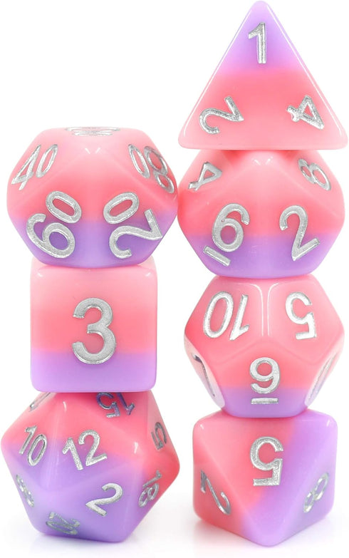HD Polyhedral Dice Sets D&D Dice for Dungeon and Dragons RPG Role Playing Games MTG Pathfinder Table Top Games 7 Dice Set Bubble Gum...
