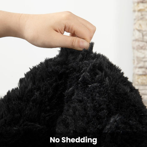 Terrug Black Fluffy Area Rug for Bedroom, 4x6 Ft Tie-Dyed Shag Throw Rugs, Soft Machine Washable Plush Carpet with Non Slip Backing for Girls Kids...