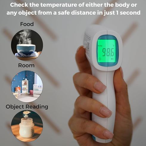 MOBI - Non-Contact Forehead Digital Thermometer with Object Temperature Mode - Touchless with High Fever Indicator - No Touch Thermometer for Baby...